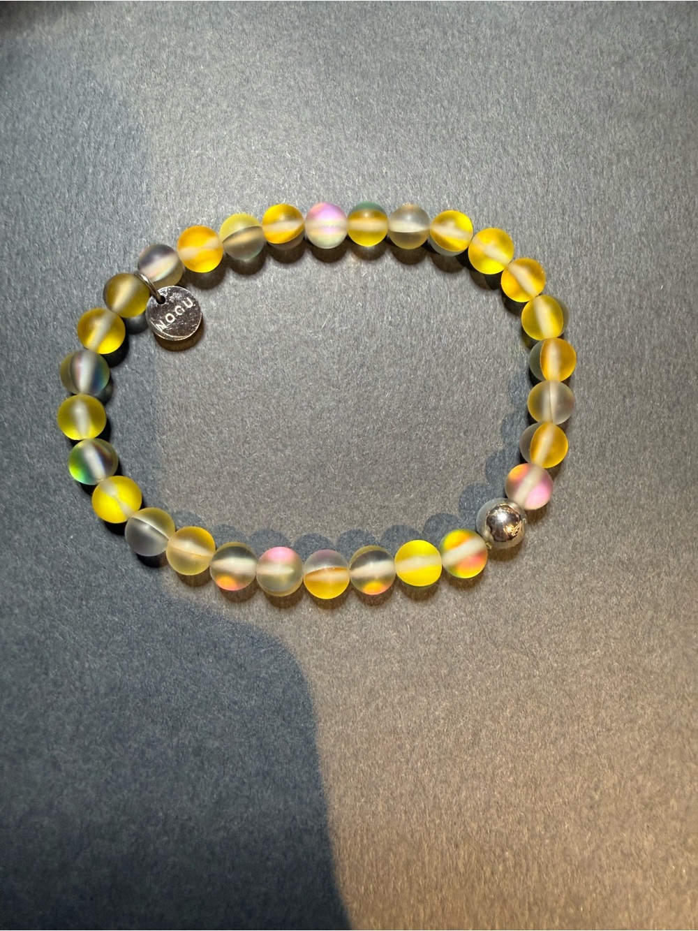 Yellow Frosted Glass Bead Stretch Bracelet by